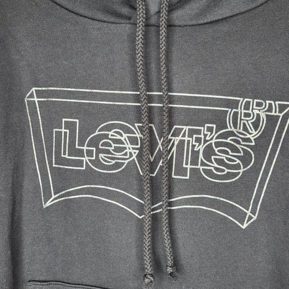 NWT Levi's Women's Graphic Standard Hoodie - Batwing 3D Shine Caviar - 1X - Picture 2 of 15